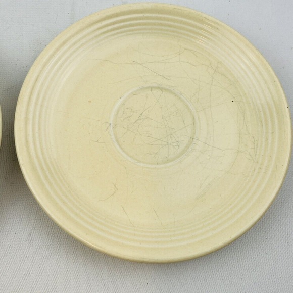 Vintage Fiesta Ivory 2 Saucer Lot Fiestaware Homer Laughlin HLC - Picture 3 of 6